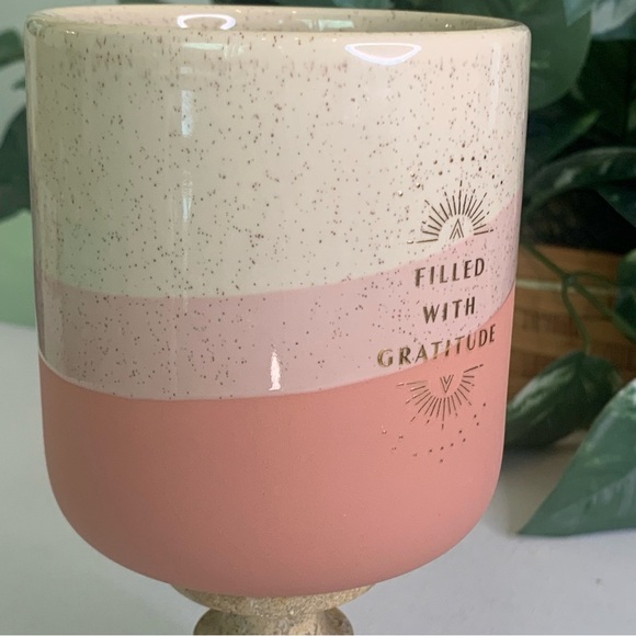 Filled With Gratitude Pottery Plant Pot Desert Colors Gold Writing Inspirational - Picture 2 of 15